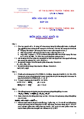 Kỳ thi olympic truyền thống 304 lần VIII - Năm 2002 môn Hóa học khối 10